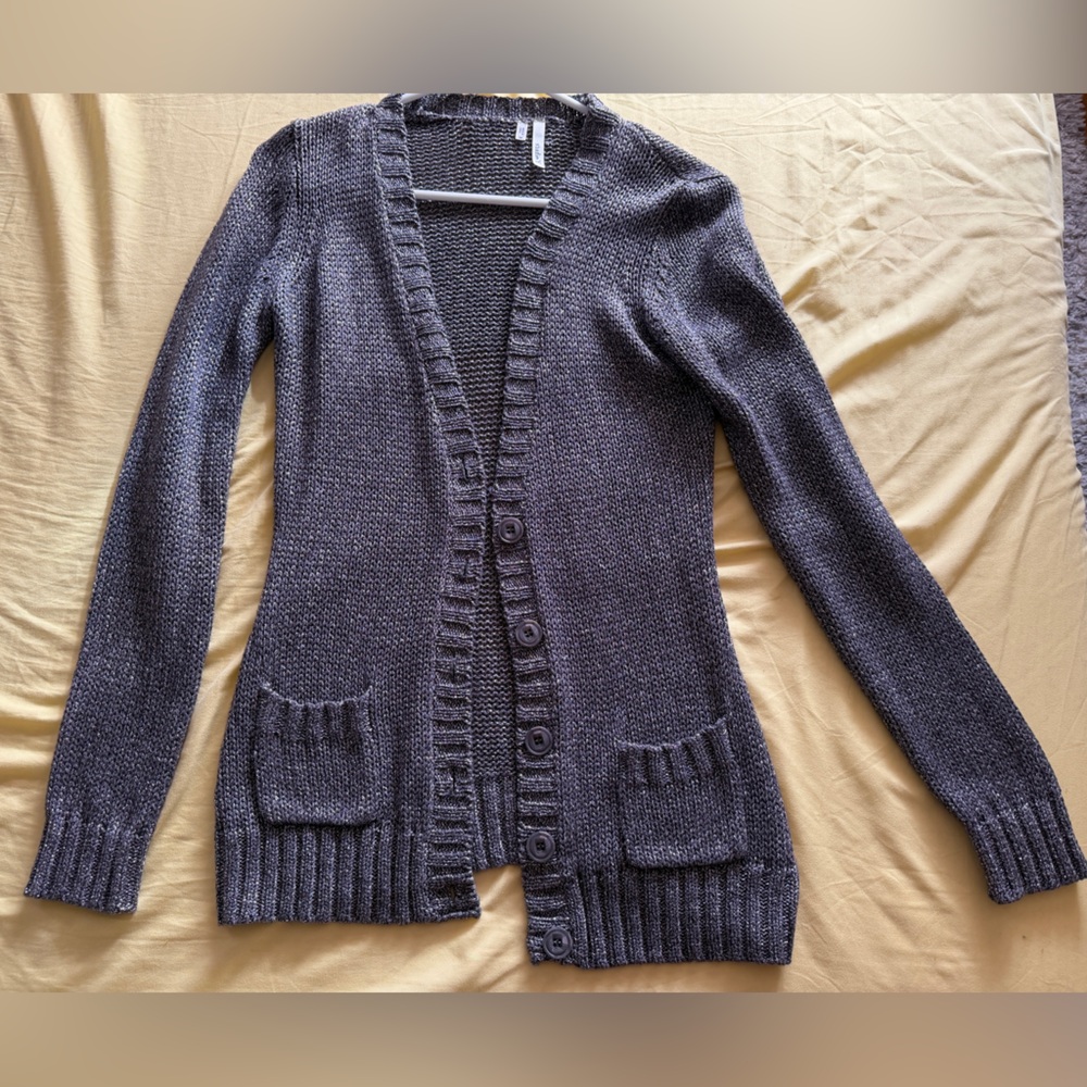 Studio Y Gray Sparkle Knit Cardigan